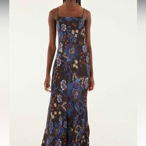 NWT Farm Rio Black Snakes Bouquet Lenzing Ecovero Slip Maxi Dress Small